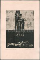 Olvashatatlan jelzéssel, feltehetően miskolci grafikus: Olvashatatlan címmel, 1969. Rézkarc, papír, 26×19,5 cm