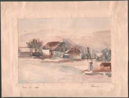 Olvashatatlan jelzéssel: Szirmai tél, 1966. Akvarell, papír, paszpartuban, 18×26 cm