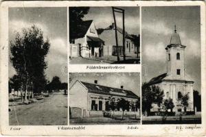 1953 Vámoscsalád, fasor, Földműves Szövetkezet, iskola, római katolikus templom. Özv. Horváth Richárdné kiadása (fa)