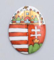 Porcelán magyar címer, cca 3x2 cm