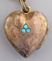 RÉSZBEN ezüst (Ag) emléktárgy, medálban hajdarabbal, ezüst (Ag) foglalatban foggal, h: 32 cm