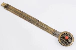 Antik medálos karkötő, kő berakással, h: 16 cm