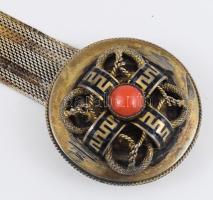 Antik medálos karkötő, kő berakással, h: 16 cm