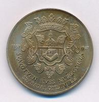 Nagy Lajos (1949-) 1987. "MÉE Szabolcs-Szatmár megyei szervezet / Százötven éves Nyíregyháza szabadalomlevele 1837-1987 - V. Ferdinánd" jelzett Ag emlékérem (36,04g/0.825/42,5mm) T:AU patina Adamo NH9