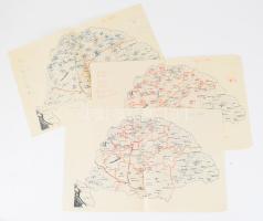 3 db Nagy-Magyarország térkép, különféle kézi jelölésekkel, feljegyzésekkel, változó állapotban, 23x36 cm körül. Gergely Endre (1883-1942) kartográfus, történész, m. kir. csendőr százados hagyatékából.