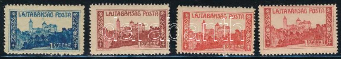 Nyugat-Magyarország VII. 1921 4 db 1K színváltozatokban, közte kék színű is, Bodor vizsgálójellel