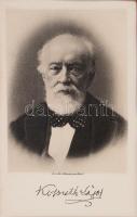cca 1900 Kossuth Lajos portréja nyomtatott aláírásával, kiadja: m. kir. államnyomda, üvegezett keretben, 14,5×9,5 cm