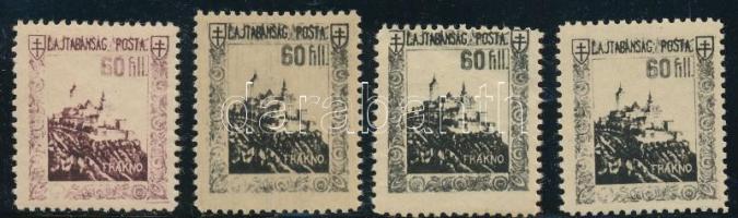 Nyugat-Magyarország VII. 1921 4 db 60f színváltozatokban, közte kék színű is, Bodor vizsgálójellel