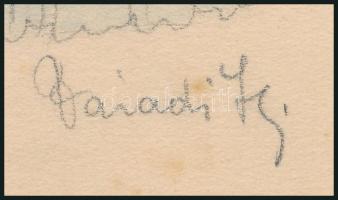 Váradi jelzéssel: Lányka csokorral (jelmezterv?), akvarell, papír, apró foltokkal. 29×20 cm