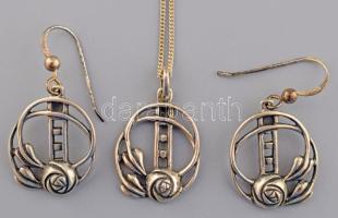 Kit Heath ezüst (Ag) design ékszer szett, nyaklánc és fülbevaló pár, jelzett, nettó 7,2g