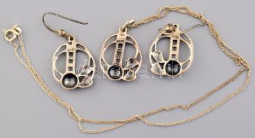 Kit Heath ezüst (Ag) design ékszer szett, nyaklánc és fülbevaló pár, jelzett, nettó 7,2g