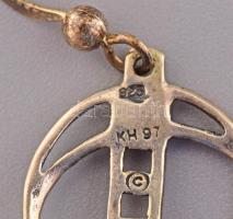 Kit Heath ezüst (Ag) design ékszer szett, nyaklánc és fülbevaló pár, jelzett, nettó 7,2g