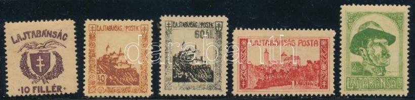 Nyugat-Magyarország VII. 1921 5 db bélyeg vastag papíron, Bodor vizsgálójellel