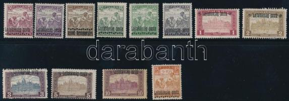 Nyugat-Magyarország III. 1921 12 db bélyeg vastag papíron, Bodor vizsgálójellel