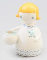 Aquincum aquazur angyalka gyertyatartóval. Terv: Ősz Szabó Antónia. Jelzett, hibátlan, m: 8,5 cm