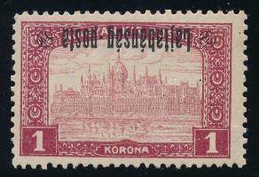Nyugat-Magyarország III. 1921 Parlament 1K fordított felülnyomással, Bodor vizsgálójellel