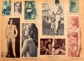 Színésznőket ábrázoló újságkivágások gyűjteménye (Brigitte Bardot, Gina Lollobrigida, Claudia Cardin...