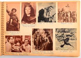 Színészeket, színésznőket, filmjeleneteket ábrázoló újságkivágások gyűjteménye, szépen összeállítva,...