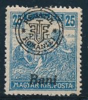 Nagyvárad 1919 Arató 25f elcsúszott felülnyomattal, a Bani szó alulra került, Bodor vizsgálójellel