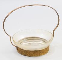 Antik kínáló, üvegbetéttel, m: 13 cm