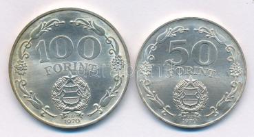 1970. 50Ft Ag + 100Ft Ag "Felszabadulás" érmepár T:UNC,AU patina Adamo EM36; EM37