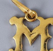 Arany (Au) M betű medál, 18k, jelzett, nettó 0,8g