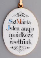 Arany (Au) keretben porcelán kegytárgy medál 3,5x3 cm, arany (Au) láncon, 14k, lánc nettó 2,2g