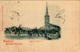 1899 (Vorläufer) Érsekújvár, Nové Zámky; Kossuth Lajos tér, templom, gyógyszertár. Kiadja Conlegner J. és fia / square, church, pharmacy
