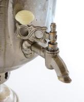 Régi orosz szamovár, nikkelezett réz/alpakka, jelzett, m:48 cm