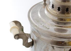 Régi orosz szamovár, nikkelezett réz/alpakka, jelzett, m:48 cm