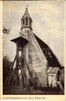 Sopronbánfalva, Bánfalva (Sopron); falu templom. "1372-ben épült, feltámadását várja romjaiból. E célt szolgálja ezen levelezőlap" Diebold K. felvétele (vágott / cut)