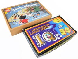 2 darab régi társasjáték, egyik fadobozos, 1-1 hiánnyal.