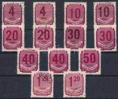 1950 Forint - Filléres Portó (III.) 13 bélyeg számvízjellel