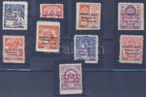 1932 Abonyi Jenő felülnyomás 9 db bélyeg