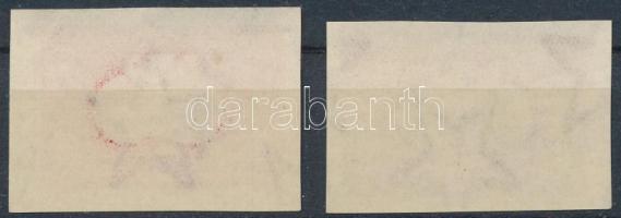 1950 UPU I. blokkból kivágott bélyeg részleges gépszínátnyomattal + támpéldány