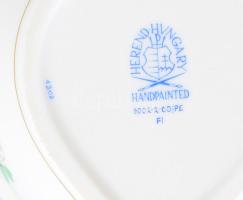 Herendi petrezselyemlevél mintás szív alakú bonbonier, rózsa fogóval, jelzett, hibátlan, 14x12,5 cm