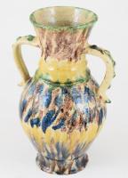 Mázas kerámia váza. Ják, cca 19. sz. vége, lepattanással, m: 27 cm