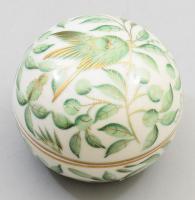 Herendi Zova zöld mintás bonbonier, jelzet, hibátlan, d: 7,5 cm