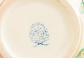 Herendi Zova zöld mintás bonbonier, jelzet, hibátlan, d: 7,5 cm