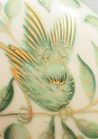 Herendi Zova zöld mintás bonbonier, jelzet, hibátlan, d: 7,5 cm