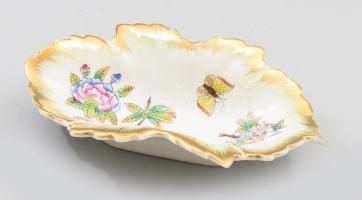 Herendi Viktória mintás levél alakú bonbonier, jelzett, hibátlan, h: 15 cm