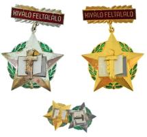 1960-1970. "Kiváló Feltaláló" arany és ezüst fokozata, zománcozott kitüntetés miniatűrrel T:AU,XF