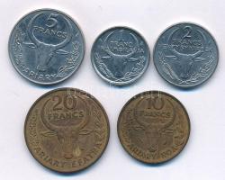 Madagaszkár 1972-1980. 1Fr-20Fr (5xklf) T:AU-VF
Madagascar 1972-1980. 1 Franc - 20 Francs (5xklf) C...