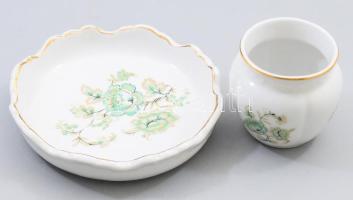 Zsolnay tálka és váza, jelzett, hibátlan, d: 12 cm, m: 6 cm