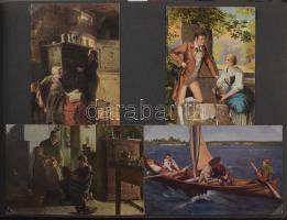 Képeslap album, benne kb 150 motívum / festmény képeslap közte legalább 50-60 db régi