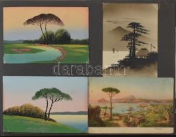 Képeslap album, benne kb 150 motívum / festmény képeslap közte legalább 50-60 db régi