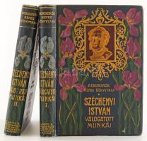 Gróf Széchenyi István válogatott munkái. I-II. köt. Remekírók Képes Könyvtára. Bp., 1903, Lampel Róbert (Wodianer F. és Fiai), 1 (címkép) t.+ XVI+367+(5) p.; 412 p. Oldalszámozáson kívül fekete-fehér képtáblákkal. Kiadói aranyozott, festett, szecessziós egészvászon-kötés, Leszik-kötés, festett lapélekkel, kissé kopottas borítóval, helyenként kissé foltos lapokkal.