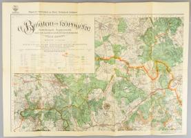 cca 1929 Balaton és környéke térkép, 4 lap, 1:75 000, Bp., M. Kir. Térképező Intézet, 2. kiadás, raj...