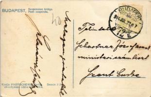 1914 Budapest I. Lánchíd budai hídfője a vámházakkal, Önsegélyző Takarékpénztár, Gessler málnaszörp ...