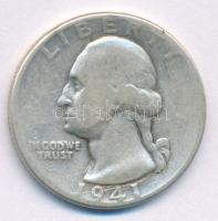 Amerikai Egyesült Államok 1941. 1/4$ (25c) Ag "Washington" T:VF USA 1941. 1/4 Dollar (25 Cent) Ag "Washington" C:VF